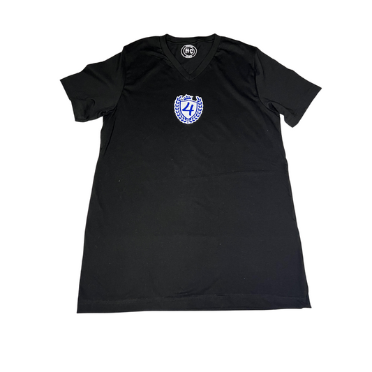 Hood Codz - Royalty 4 Black t-shirt with silver and royal blue Royalty 4 logo