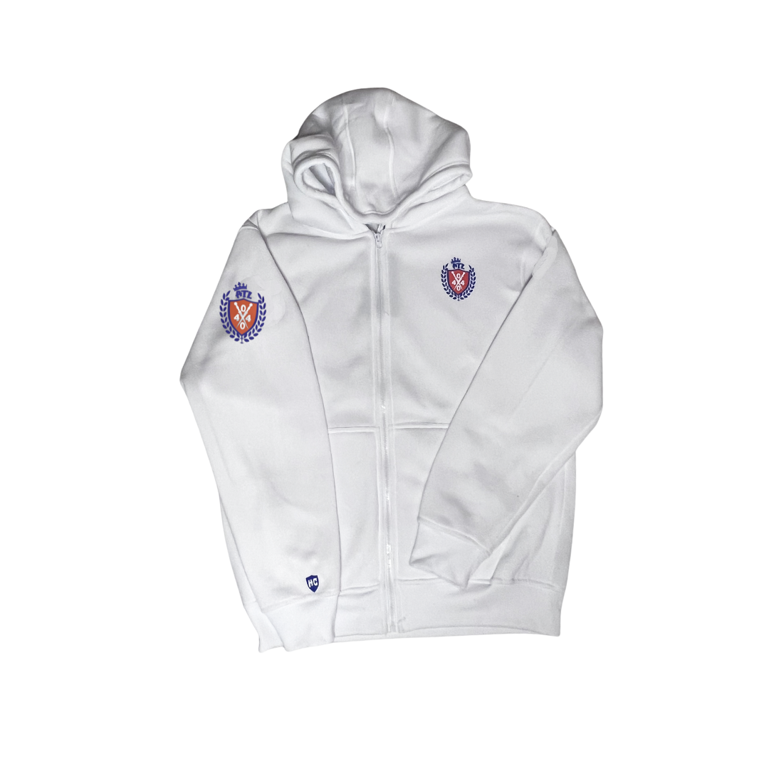 Hood Codz - Royalty Zipdown Sweatshirt White Royal Blue & Orange