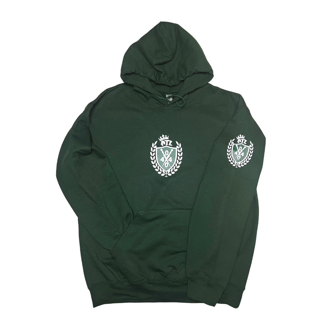 Hood Codz Royalty Pullover Hoodie in Forest Green with white and green Royalty logo